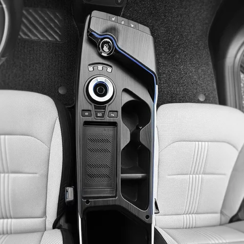 Miniatura 10 de YOUTOOCAR 2 cubiertas para panel de palanca de cambios compatibles con accesorios Kia EV6 2022-2026 (patrón de fibra de carbono)