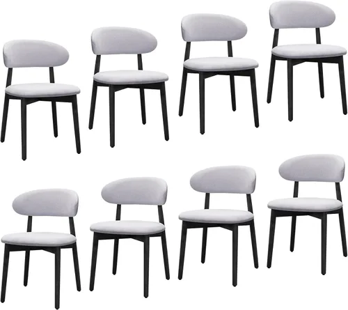 Miniatura 28 de Juego de 2 sillas de comedor estilo granja, sillas de cocina tapizadas de tela moderna de mediados de siglo, sillas de comedor de madera
