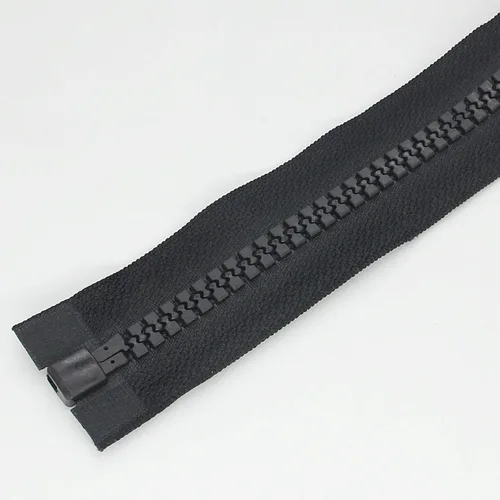 Miniatura 5 de Leekayer 2 cremalleras resistentes #10 de 48 pulgadas para coser y separar cremalleras de plástico grandes, cinta negra con doble lengüeta Negro