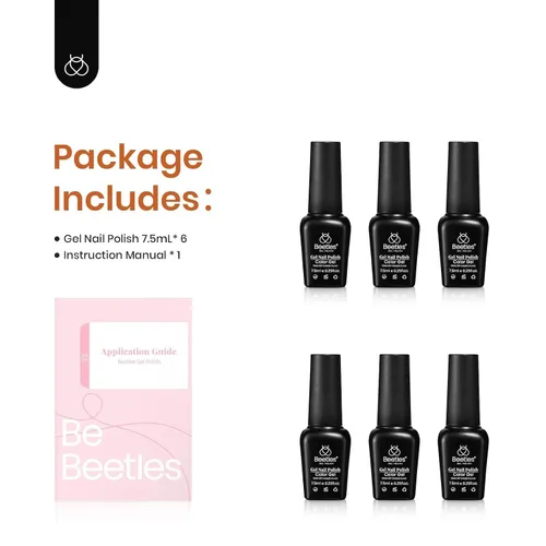 Miniatura 7 de Beetles - Kit de 6 colores de esmalte de gel de uñas, colores transparentes, translúcidos, marrón, rojo, azul, verde, naranja, primavera, lámpara