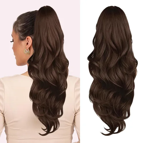 Miniatura 32 de Extensión de cola de caballo rubio, extensión de cola de caballo con cordón de 20 pulgadas para mujeres, extensiones de cabello de cola de caballo