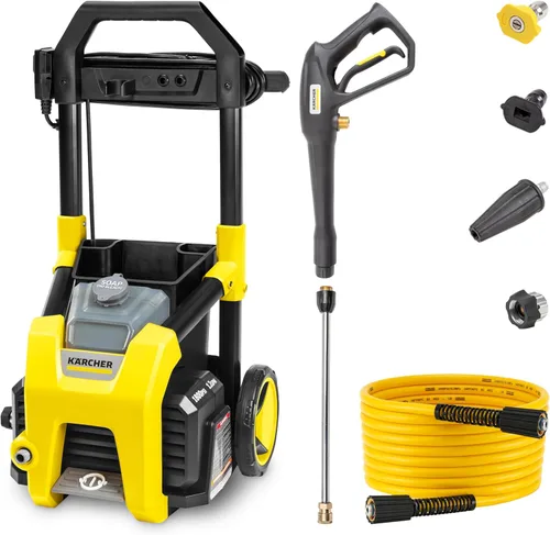Kärcher Lavadora a presión K1800PS, Certificada CETA, 3 boquillas de pulverización, tanque de detergente, para autos, entradas, revestimientos,