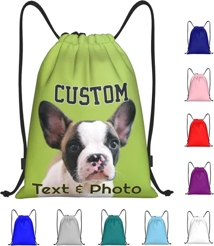 Bolsa de cordón personalizada con fototextologotipo, bolsa de gimnasio con cordón personalizado a granel bolsa de compras de yoga para deportes de