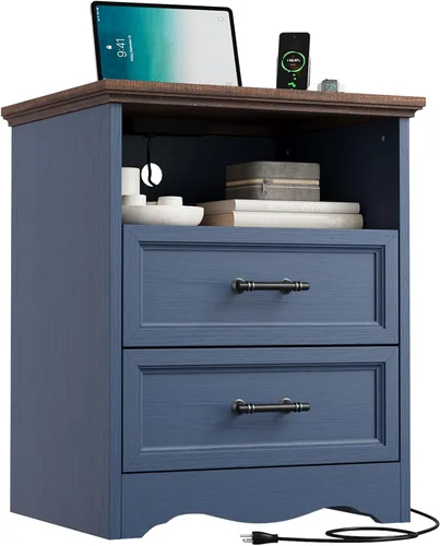 Miniatura 10 de YANSNWO Cómoda de Granja Negra para Dormitorio, Moderna Cómoda de 6 Cajones, Cómoda Alta de 44" con Manijas de Metal Cepillado, Organizadores