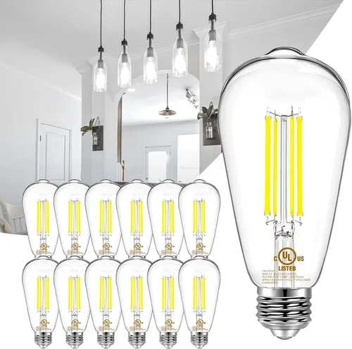 Miniatura 10 de DAYBETTER Paquete de 12 bombillas LED Edison vintage, bombilla LED E26 equivalente a 60 W, bombillas LED regulables, alto brillo 800 LM, blanco