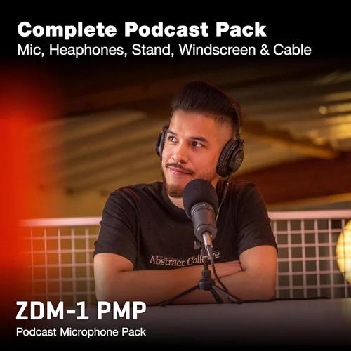 Miniatura 2 de Zoom El paquete de micrófono para podcast ZDM-1 incluye micrófono dinámico, auriculares, trípode, parabrisas y cable XLR