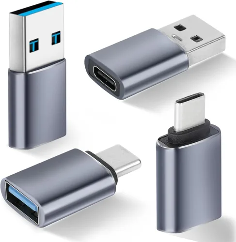 Adaptador USB a USB C, paquete de 4, 2 convertidores de cargador tipo C hembra a A macho y 2 USB C macho a USB 3.0 hembra para Apple Watch iPhone 16
