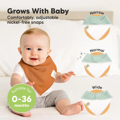 Miniatura 4 de KeaBabies - Juego de 8 baberos con bandana para bebés, niñas y niños - Baberos de algodón orgánico para babeo y dentición, recién nacidos, niños