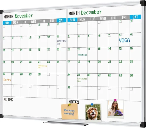 Miniatura 11 de XBoard Calendario de Pizarra Blanca de Borrado en Seco 36 X 24 Pulgadas - Calendario Combinado de Pizarra Blanca Mensual, Pizarra Blanca Magnética +