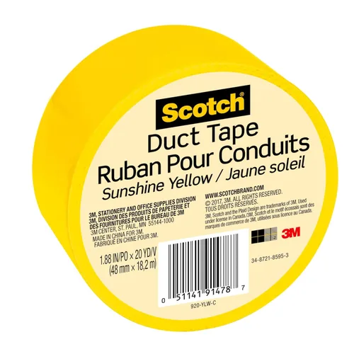 Miniatura 2 de Scotch Cinta adhesiva, 1.88 pulgadas x 20 yardas, Amarillo Sol, 1 rollo (920-YLW-C) (Paquete de 2)