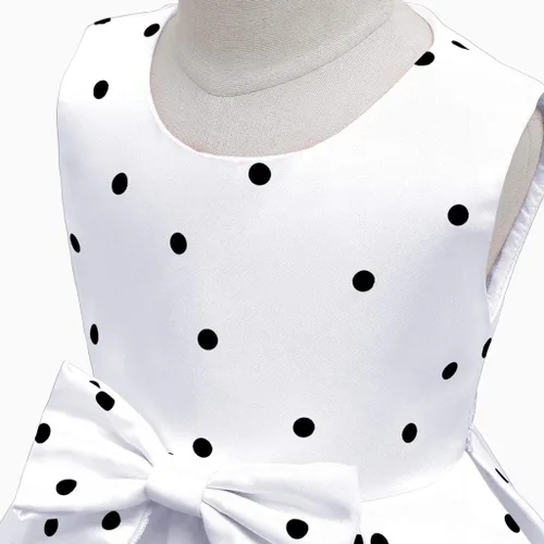 Miniatura 4 de Vestido de princesa sin mangas con estampado de lunares para niñas 5 Blanco 2-3 años