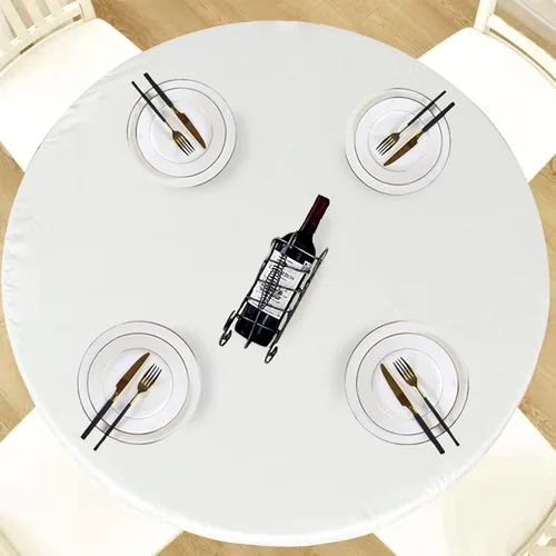 Miniatura 19 de LUSHVIDA - Mantel para mesa redonda impermeable y con borde elástico, de vinilo, ajustable a la mesa, mantel de plástico con borde elástico