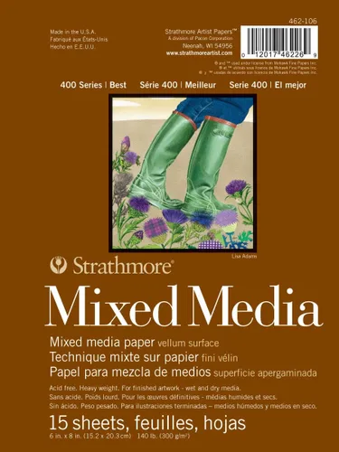 Miniatura 6 de Strathmore 400 Serie, Bloc de Dibujo para Técnica Mixta Tono Azul 6"X8" - 15 Hojas - 62462406 Azul Tonificado