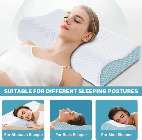 Miniatura 4 de Memory Foam Pillows 2 Pack Neck Pillow - Neck Support Pillow for Pain Relief, Ergonomic Cervical Pillow for Sleeping, Orthopedic Contour Bed Pillow