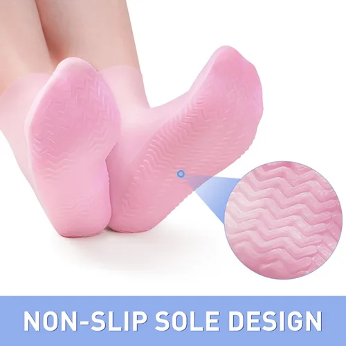 Miniatura 4 de 2 pares de calcetines largos de silicona, calcetines hidratantes, calcetines de gel suaves para pies secos y agrietados, cómodos para uso nocturno