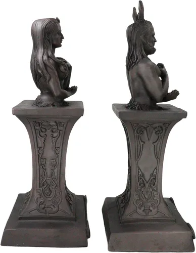 Miniatura 5 de Ebros Neopaganismo Wicca Estatua de deidad primaria con la luna creciente femenina Triple Diosa Bustos en pedestal Figura Wicca Decoración del hogar