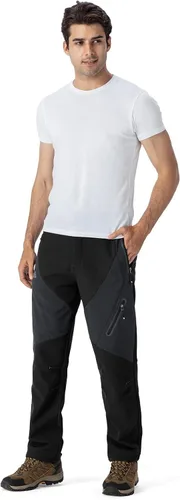 Miniatura 6 de YSENTO Pantalones de esquí con forro polar para hombre, impermeables, con aislamiento softshell, pantalones cargo para senderismo