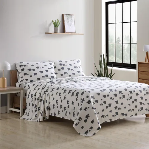 Miniatura 30 de Eddie Bauer - Sábanas de franela tamaño Queen, algodón resistente a las bolitas y arrugas, juego de sábanas con fundas de almohada y sábana ajustada