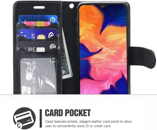 Miniatura 2 de Funda para Galaxy A10E, funda tipo cartera para Galaxy A10E, piel sintética de alta calidad, funda protectora con ranuras para tarjetas y soporte