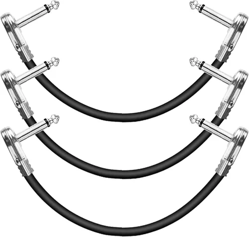 Miniatura 7 de AZOR Cables de parche de guitarra de 4 pulgadas, paquete de 3 cables de pedal de efectos de 0.23 pulgadas, cables de instrumento de ángulo recto