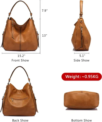 Miniatura 3 de Bolsas de diseñador de estilo hobo, grandes, de cuero sintético, para mujer