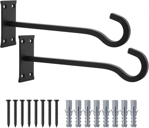 Miniatura 40 de QIEGL Soporte colgante para plantas de 6 pulgadas, gancho de metal para plantas, gancho de pastor decorativo para colgar linternas, comedero