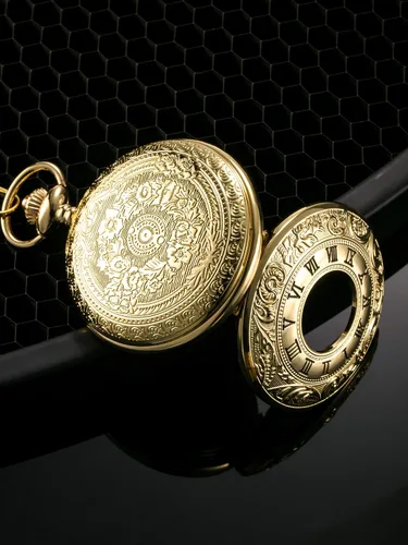 Miniatura 5 de Mudder - Reloj vintage de cuarzo para bolsillo con números romanos y cadena