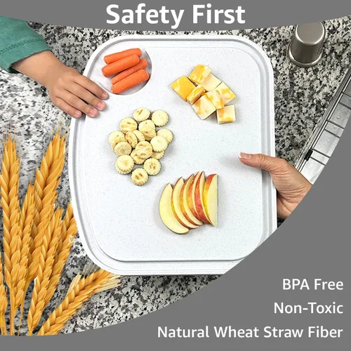 Miniatura 7 de Two Peas Juego de 2 platos para niños o platos para niños pequeños y tabla de cortar irrompible paja de trigo Juegos de vajilla como platos