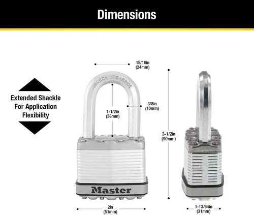 Miniatura 5 de Master Lock M5XDLF Magnum - Candado resistente con llave, 1 unidad, color plateado