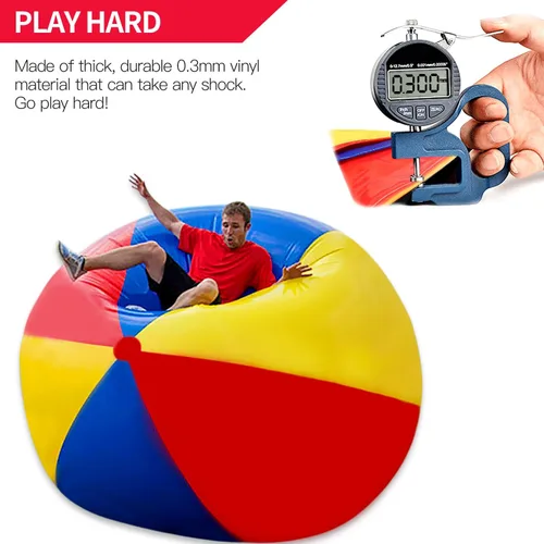 Miniatura 4 de Novelty Place Bola inflable gigante de playa, juguete de piscina para niños y adultos, tamaño jumbo de 4.6 pies (55 pulgadas)