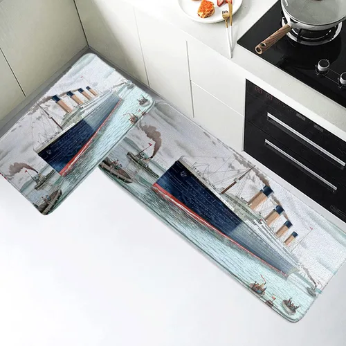 Alfombra de baño náutica Titanic, decoración de fiesta, retro, clásica, romántica, película de amor, paisaje, océano, acuarela, niños y niñas,