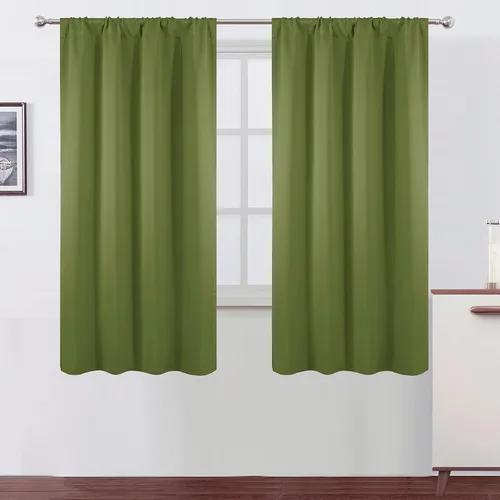 Miniatura 12 de LEMOMO Cortinas opacas negras para cocina, 42 x 45 pulgadas, juego de 2 paneles de cortinas opacas con bolsillo para cortinero para ventana pequeña