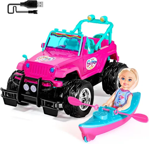 Miniatura 9 de ULOVEME Autos RC - Auto a control remoto con muñeca de 5.5 pulgadas para niñas, 2.4GHz Je ep RC Cars - Autos de juguete de control simple para niños