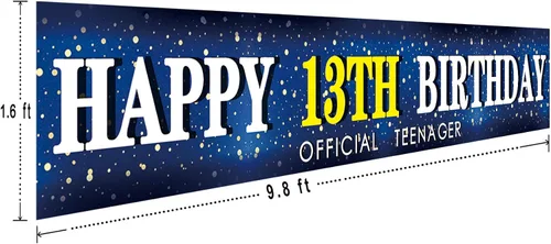 Miniatura 2 de Cartel grande azul de cumpleaños número 13, enorme cartel oficial de adolescente para patio y jardín, decoración de fiesta de cumpleaños azul, telón