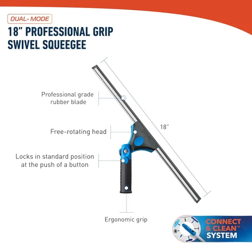 Miniatura 5 de Unger Escobilla Limpiacristales Giratoria de Agarre Profesional de 18 pulgadas – Escobilla Limpiacristales de Grado Profesional para el Hogar