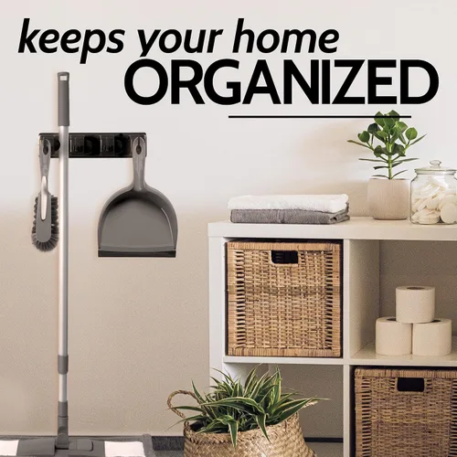 Miniatura 5 de Zulay Home Organizador de fregona y escoba de montaje en pared, fácil de instalar, soporte de pared para guardar suministros de limpieza