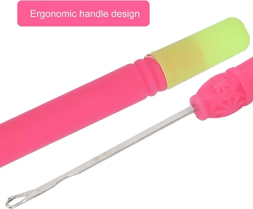 Miniatura 4 de 5 ganchos de plástico para extensiones de cabello, juego de ganchillo, herramienta de gancho para trenzar el cabello (rojo rosa #2)