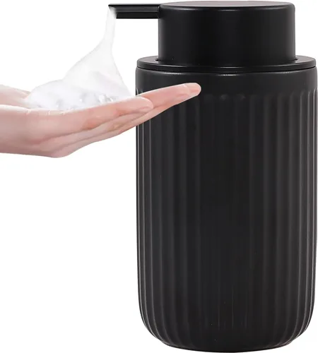 Miniatura 8 de Dispensador de jabón espumoso, dispensador de jabón líquido de espuma de cerámica para baño, dispensador de jabón de loción recargable de 12 onzas