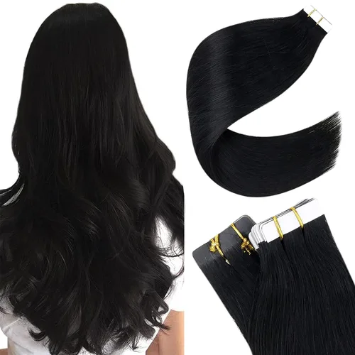 Miniatura 57 de Extensiones de cabello humano Remy con cinta adhesiva sin costuras (16 pulgadas, 10 unidades, rubio ceniza)