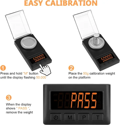 Miniatura 5 de Fuzion - Balanza de miligramos 50 g x 0,001 g, balanza de mg con diseño 9 en 1 - balanza micro, balanza de polvo para recarga con estuche portátil