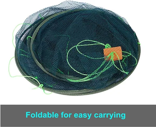 Miniatura 5 de Trampa de red de pesca para cebo minnow camarones cangrejos de río plegable pez cangrejo cangrejo langostas red de fundición plegable