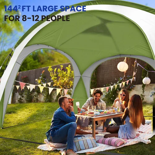 Miniatura 3 de UNICAMPER Tienda de playa de 12 x 12 pies, toldo desplegable grande UPF50+ con pared lateral de 2 piezas, refugio solar resistente a la lluvia