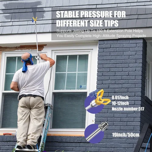 Miniatura 5 de 490 Pulverizador de Pintura Sin Aire, Pulverizador de Pintura de 0.60GPM para Interior del Hogar 3300psi 1300W Pulverizador Sin Aire de Alta