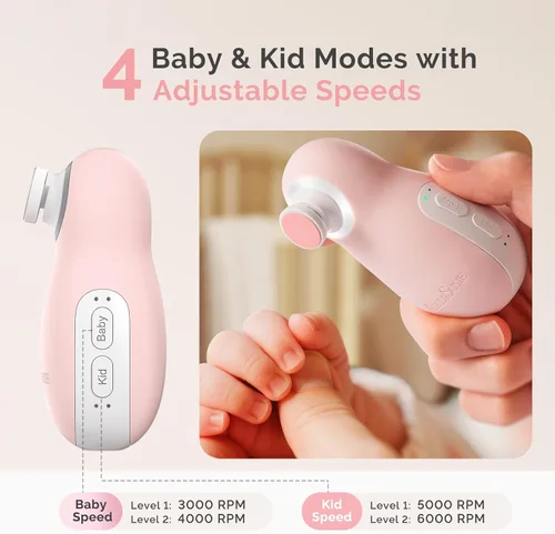 Miniatura 6 de MelodySusie PC20F - Kit de lima de uñas eléctrica para bebé, recargable y seguro, con luz nocturna, funcionamiento silencioso para recién nacidos