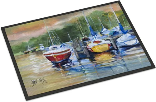 Miniatura 189 de Caroline's Treasures JMK1017JMAT - Tapete de caza de rana garza azul, 24 x 36 pulgadas, tapete para puerta delantera, interior y exterior