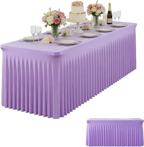 Miniatura 15 de Paquete de 2 Faldones de Mesa Rectangulares Negros, 48L x 24A x 30Al Pulgadas, Manteles Ajustados de Spandex Elástico, Resistentes a las Arrugas