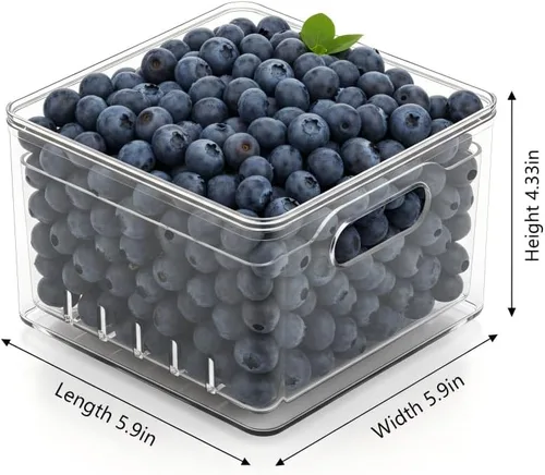 Miniatura 5 de Hogar Transparente PET Frutas Drenaje y Lavado Colador Cajas de almacenamiento de alimentos Contenedores de galletas de plástico organizadores