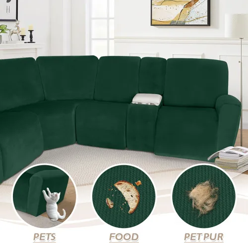 Miniatura 455 de Arfntevss Fundas de sofá seccional reclinable de terciopelo, Funda de sofá seccional de esquina para sofá reclinable, Funda elástica suave