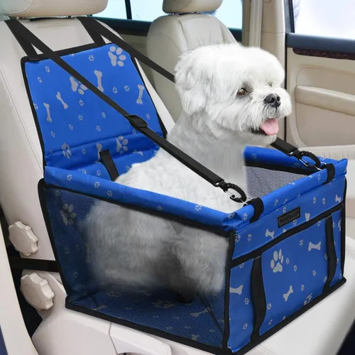 Miniatura 23 de Asiento de coche para perro plegable, asiento elevador de coche para perros impermeable transpirable Oxford, bolsa de viaje para perros pequeños a