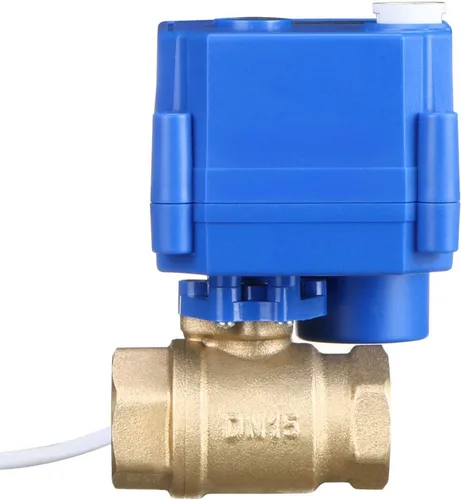 Miniatura 3 de Válvula de bola motorizada de 1/2 pulgada U.S. Solid Brass 9-24V AC/DC de 3 cables con cierre automático de puerto completo con anulación manual